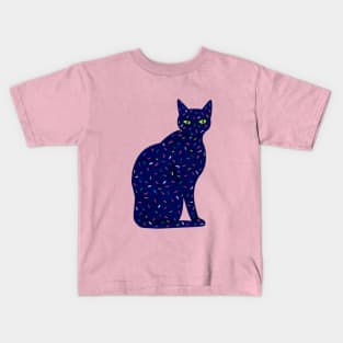 Cat Silhouette with Colorful Sprinkles Kids T-Shirt
